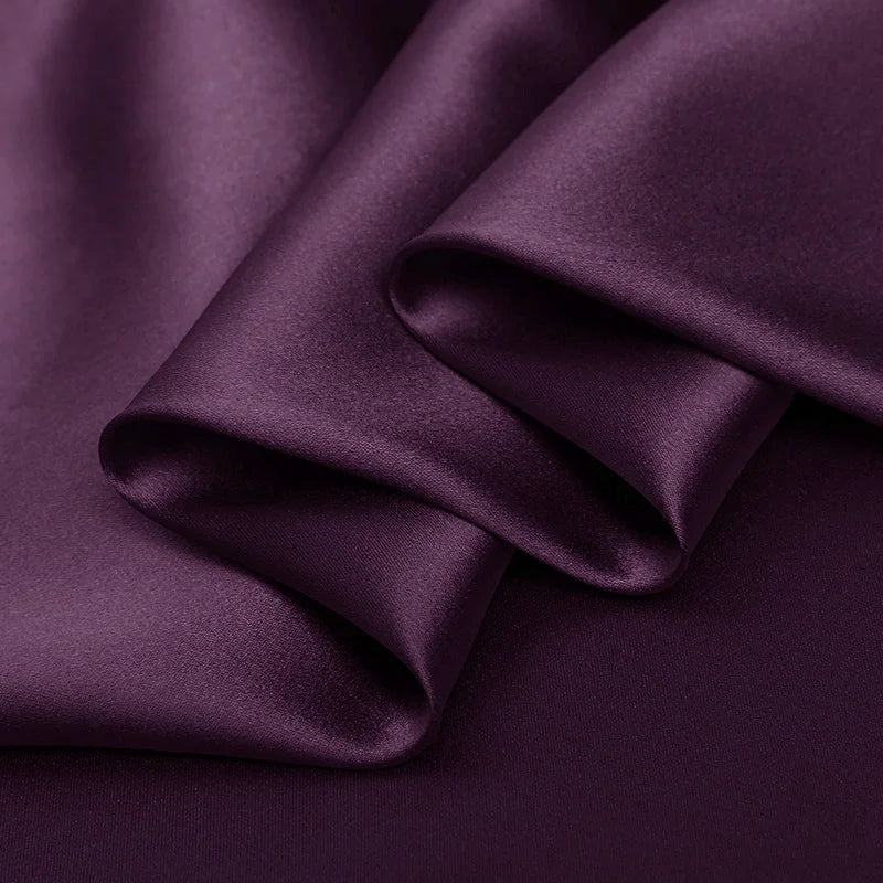 100% silk fabric 16 19 22 30m/m thick 45"( 114cm )width argyle purple pure satin charmeuse luxury DIY cloth bedding silk fabric