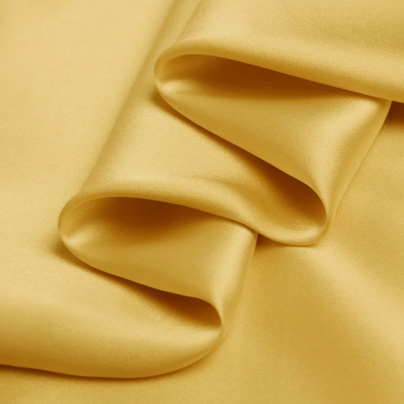 100% pure natural mulberry charmeuse 16 19 22 30m/m 6A grade 45"( 114cm ) width solid golden luxury clothing bedding silk fabric