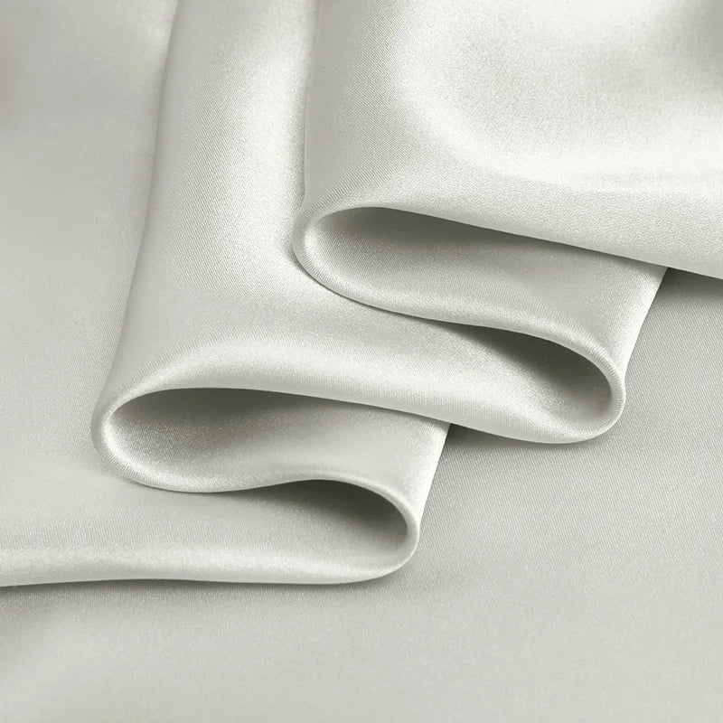 100% silk fabric 16 19 22m/m thick 45"( 114cm )width grey cream natural pure satin charmeuse luxury clothes bedding silk fabric