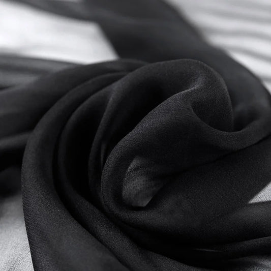 100% Silk Natural Pure Mulberry 5mm 45"( 114cm )Soft Transparent Solid Black Dyeing Sexy Lady Summer Elegant Silk Chiffon Fabric