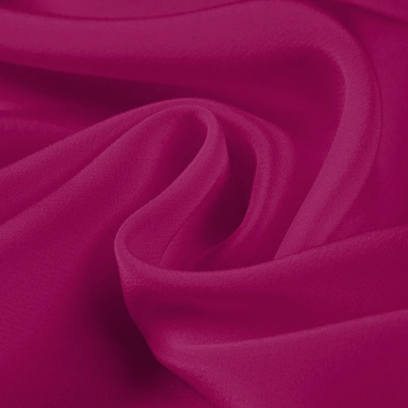 100% Silk Crepe de Chine Natural Pure Mulberry 12 14 16 30mm 45"( 114cm ) 55" (140cm)Width Festival Fuchsia Lining Silk Fabric