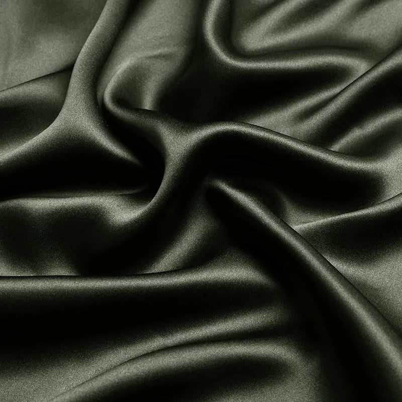 100% silk natural luxury mulberry charmeuse16 19 22m/m 6A grade 45"( 114cm )width gray black for clothing bedding silk fabric