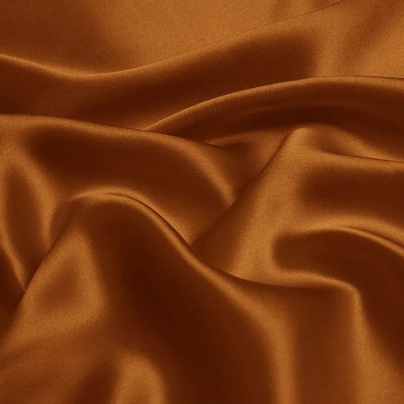 100% silk fabric 16 19 22 30m/m thick 45"( 114cm )width amber yellow DIY pure satin charmeuse luxury clothes bedding silk fabric