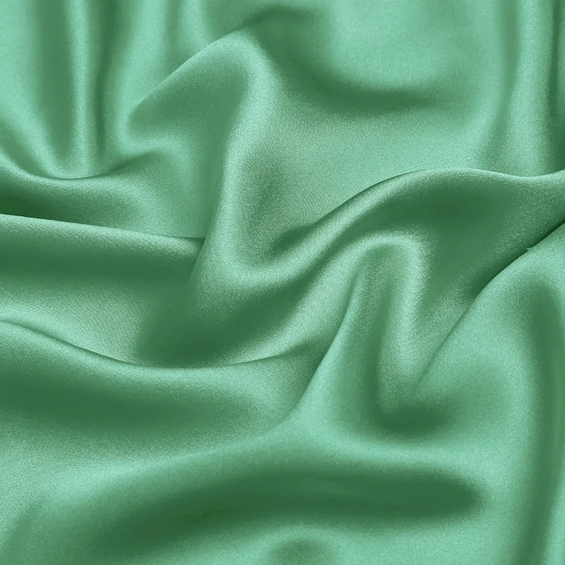 100% silk natural luxury mulberry charmeuse16 19 22m/m 6A grade 45"( 114cm )width lake-green solid clothing bedding silk fabric