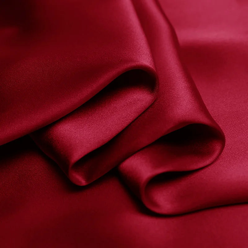 Natural Mulberry Stretch Satin (90% Silk+10% Spandex)16 19m/m Thick 42.5" ( 108cm)  55" (140cm) Purplish Red Charmeuse Fabric