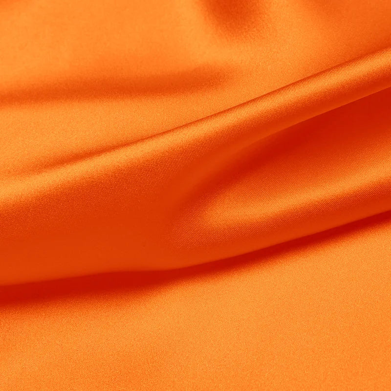 Natural Mulberry Stretch Satin (90% Silk+10% Spandex)16 19m/m Thick 42.5" ( 108cm)  55" (140cm) Width Reddish Orange Silk Fabric