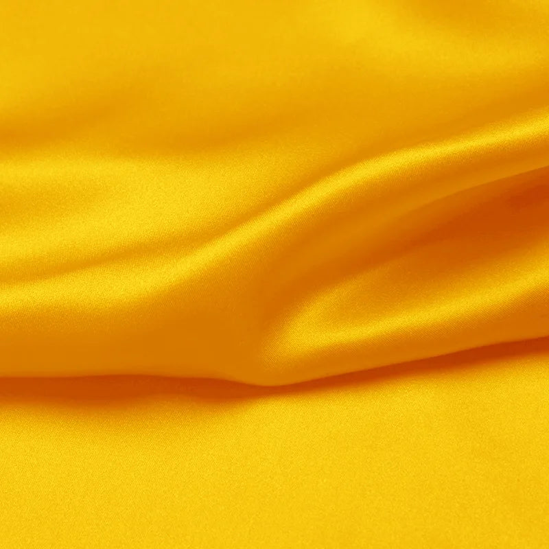 100% silk natural luxury mulberry charmeuse16 19 22m/m 6A grade 45"( 114cm )width golden yellow clothing bedding silk fabric