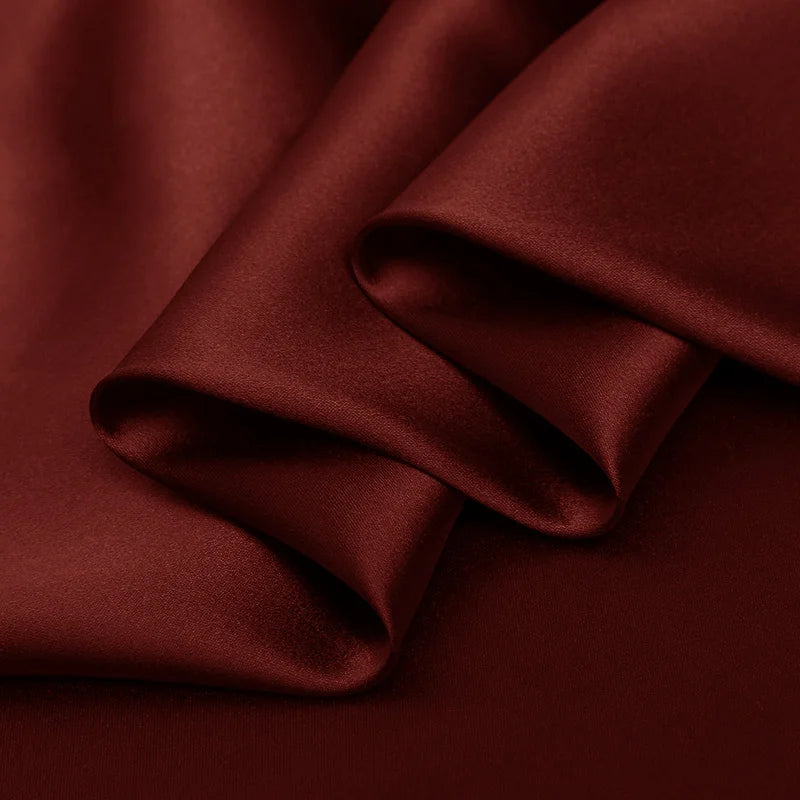 100% silk fabric 16 19 22m/m thick 45"( 114cm )width caramel red pure satin charmeuse luxury DIY clothes bedding silk fabric