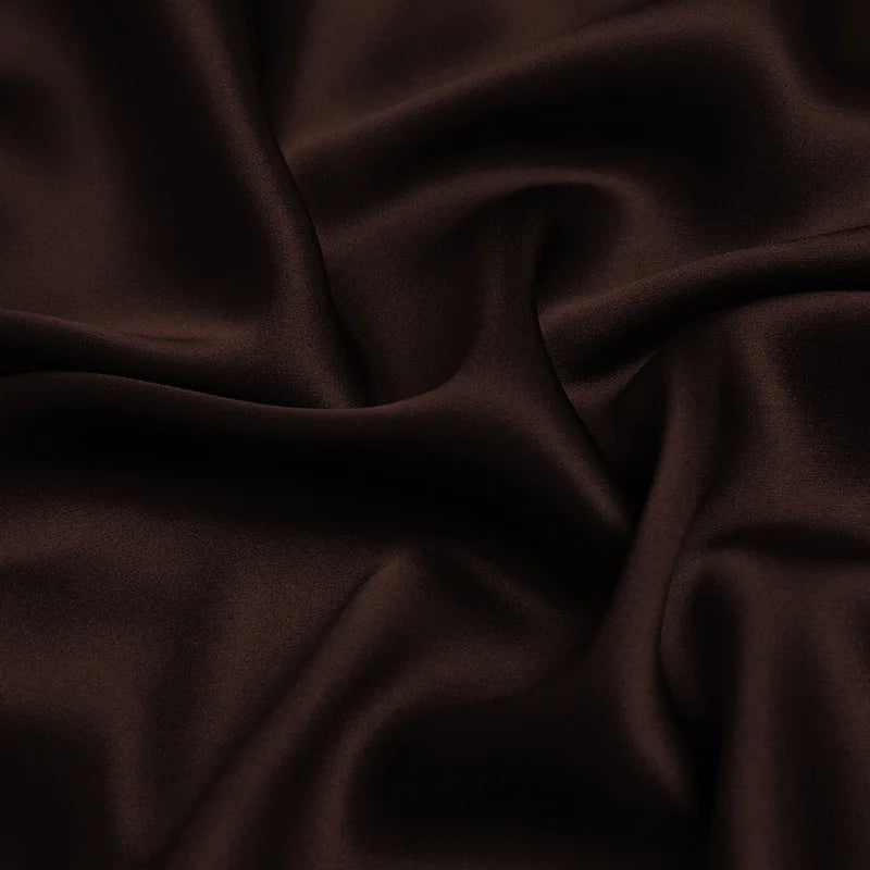 100% silk natural luxury mulberry charmeuse16 19 22m/m 6A grade 45"( 114cm )width solid brown color clothing bedding silk fabric