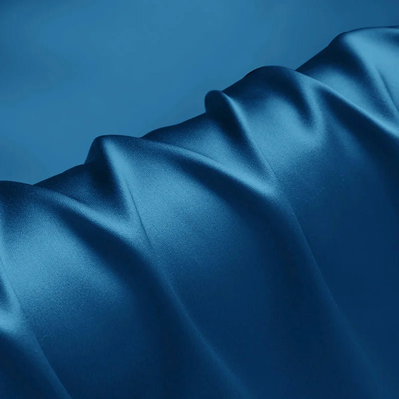 100%silk fabric 16 19 22m/m thick 45"( 114cm )width silver lake blue pure satin charmeuse luxury DIY clothes bedding silk fabric