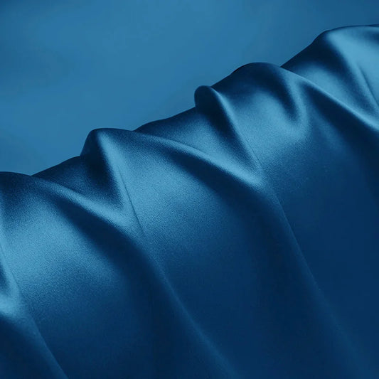 100%silk fabric 16 19 22m/m thick 45"( 114cm )width silver lake blue pure satin charmeuse luxury DIY clothes bedding silk fabric