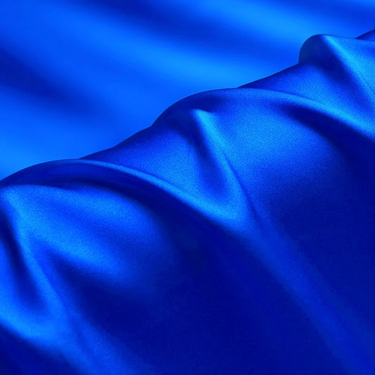 Natural Mulberry Stretch Satin (90% Silk + 10% Spandex)16 19m/m 42.5" ( 108cm)  55" (140cm)  DIY Luxury Blue Charmeuse Fabric