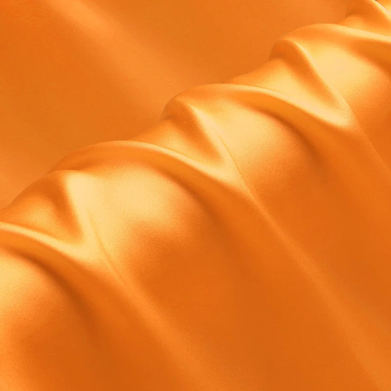 100% silk natural luxury mulberry charmeuse16 19 22m/m 6A grade 45"( 114cm )width solid orange for clothing bedding silk fabric