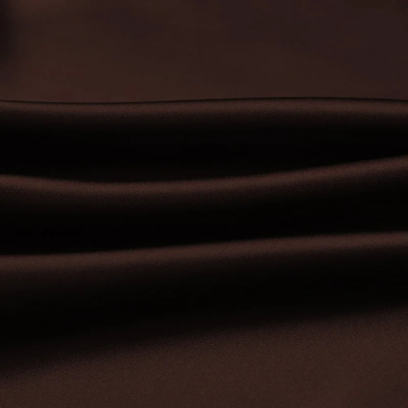 100% silk natural luxury mulberry charmeuse16 19 22m/m 6A grade 45"( 114cm )width solid brown color clothing bedding silk fabric