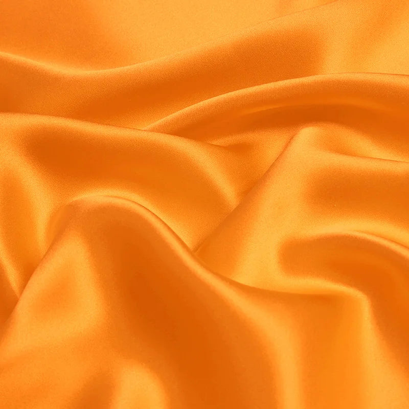 100% silk natural luxury mulberry charmeuse16 19 22m/m 6A grade 45"( 114cm )width solid orange for clothing bedding silk fabric