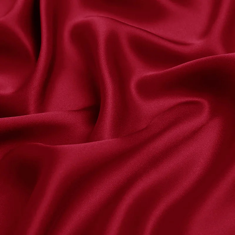 Natural Mulberry Stretch Satin (90% Silk+10% Spandex)16 19m/m Thick 42.5" ( 108cm)  55" (140cm) Purplish Red Charmeuse Fabric