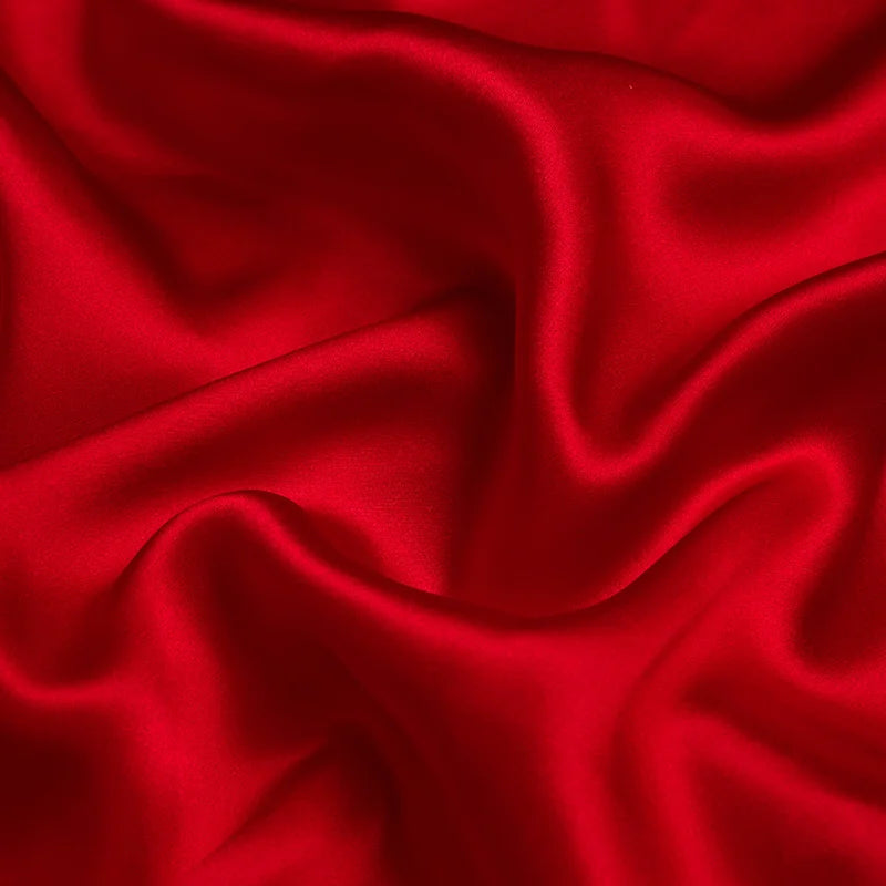 100% Natural Mulberry Charmeuse 16 19 22 30 40m/m Thick 45"( 114cm ) Width Solid Red Clothing Bedding 6A Pure Satin Silk Fabric