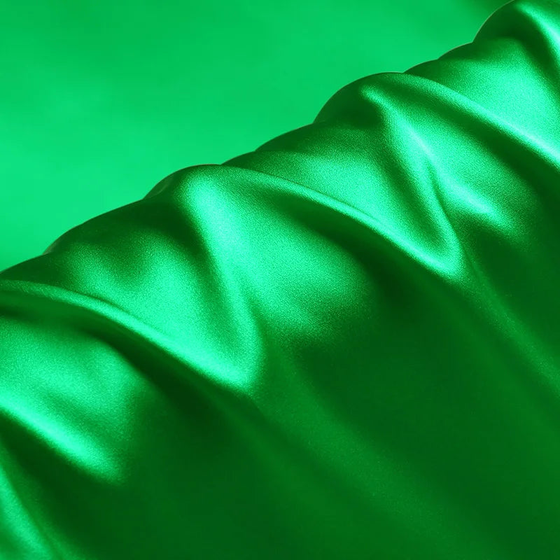 Natural Mulberry Stretch Satin (90% Silk + 10% Spandex)16 19m/m 42.5" ( 108cm)  55" (140cm) Solid Emerald-Green Charmeuse Fabric