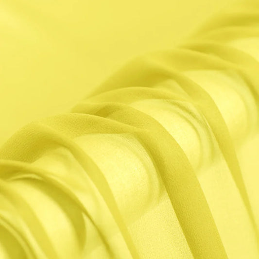 100% Silk Natural Pure Mulberry 5mm 45"( 114cm ) Soft Bright Yellow Summer Sexy Lady Elegant Silk Chiffon DIY Solid Color Fabric