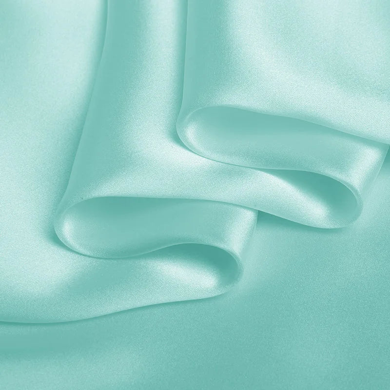 Natural Mulberry Stretch Satin (90% Silk+10% Spandex)16 19m/m  42.5" ( 108cm)  55" (140cm) Width Solid Canal Blue Silk Fabric