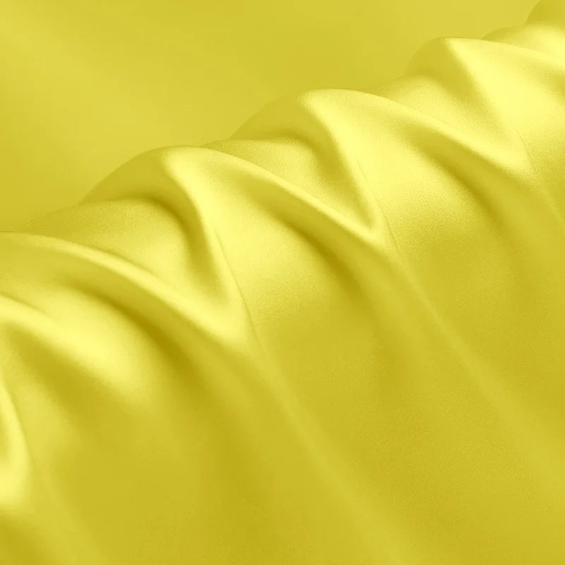 Natural Mulberry Stretch Satin (90% Silk+10% Spandex)16 19m/m Thick 42.5" ( 108cm)  55" (140cm) Width Bright Yellow Silk Fabric