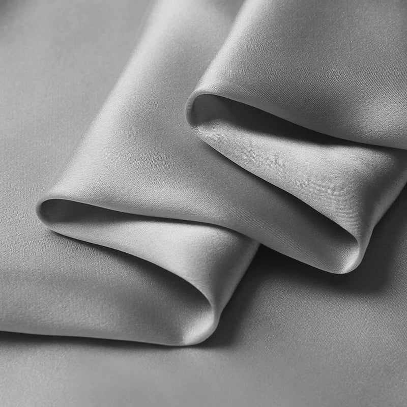 100% natural mulberry silk satin 16 19 22m/m thick 45"( 114cm ) width silver grey fabric for silk scarf women blouse making use