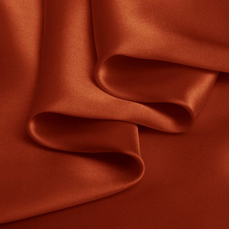 Natural Mulberry Stretch Satin (90% Silk+10% Spandex)16 19m/m Thick 42.5" ( 108cm)  55" (140cm) Width Dark Coffee Silk Fabric