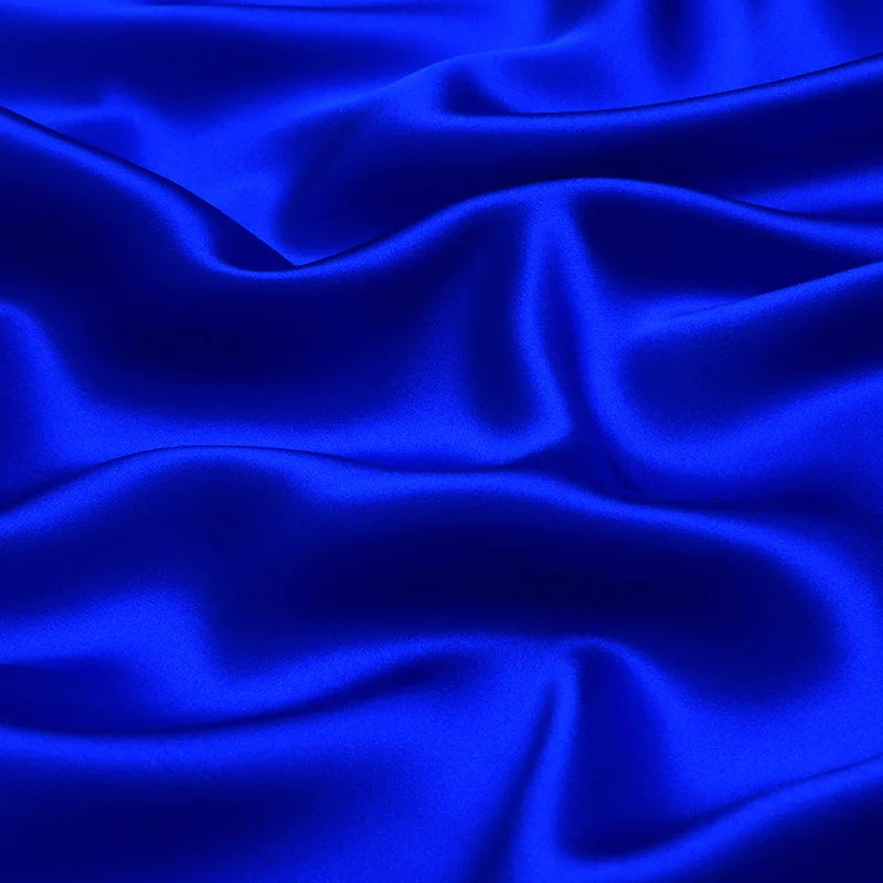 Silk factory luxury pure natural mulberry silk 16 19 22 30 40mm 45"( 114cm ) width royal blue breathable charmeuse silk fabric