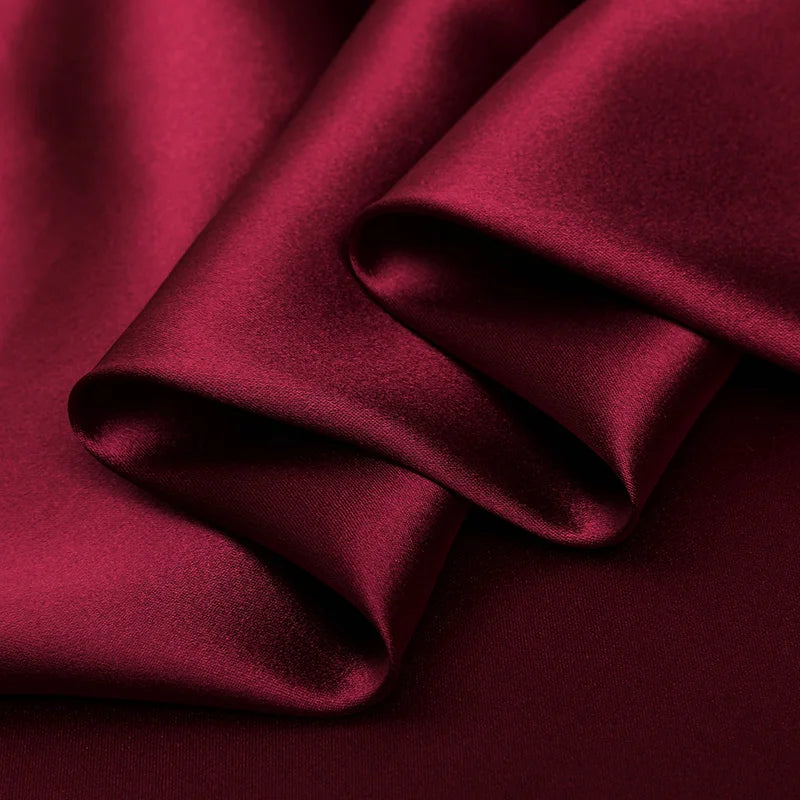 100% pure silk  luxury mulberry charmeuse 16 19 22m/m 6A grade 45"( 114cm ) width solid wine-red clothing bedding silk fabric