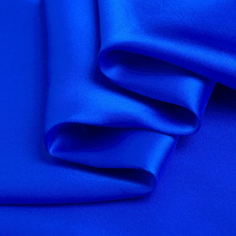 Natural Mulberry Stretch Satin (90% Silk + 10% Spandex)16 19m/m 42.5" ( 108cm)  55" (140cm)  DIY Luxury Blue Charmeuse Fabric