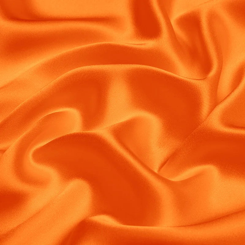 Natural Mulberry Stretch Satin (90% Silk+10% Spandex)16 19m/m Thick 42.5" ( 108cm)  55" (140cm) Width Reddish Orange Silk Fabric