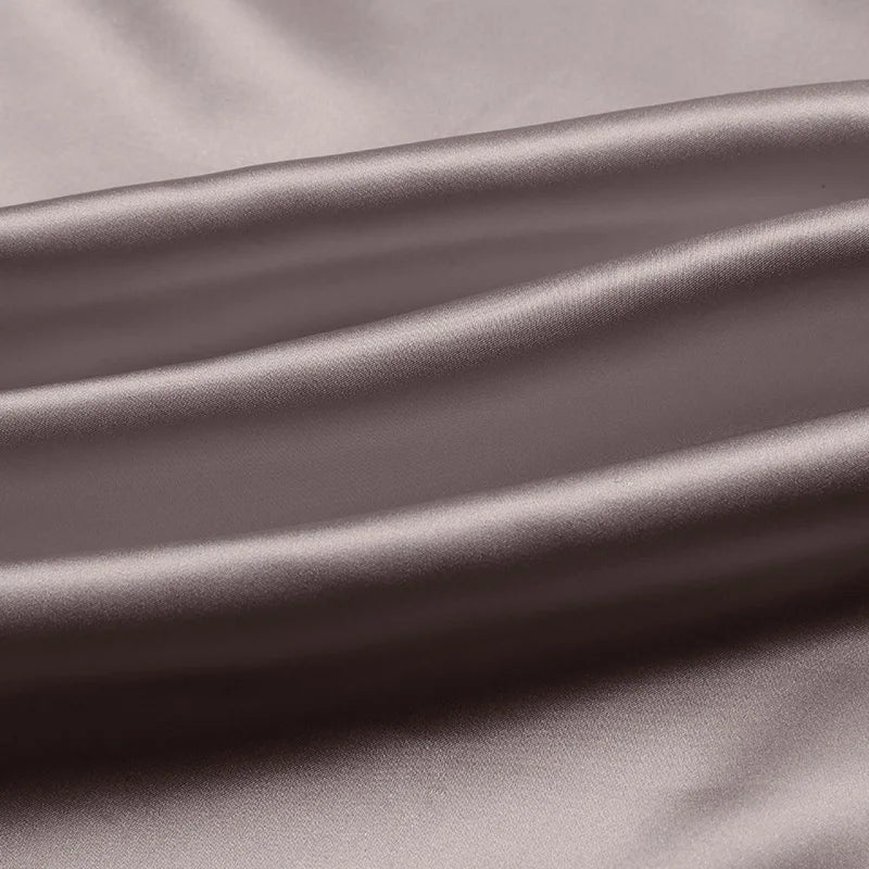 100% silk fabric 16 19 22m/m thick 45"( 114cm ) width cold taupe solid pure satin charmeuse luxury clothes bedding silk fabric