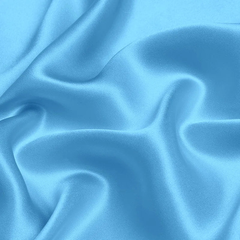 100% pure silk fabric 16 19 22m/m thick 45"( 114cm ) width pale blue charmeuse cloth for women summer skirt shirt trousers use