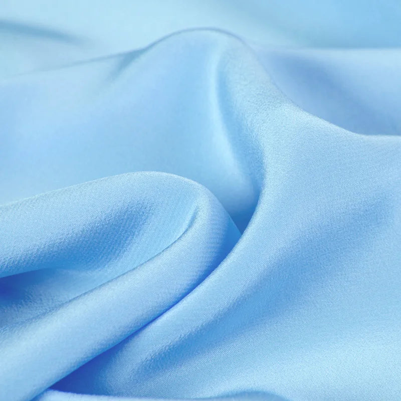 Natural Pure Mulberry 12 14 16 30mm 45"( 114cm ) 55" (140cm) width 100% Silk Crepe de Chine Pale Blue Lady DIY Shirt Silk Fabric