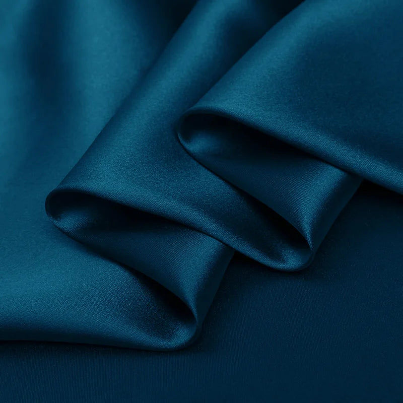 100% silk fabric 16 19 22m/m thick 45"( 114cm )width blue sapphire pure satin charmeuse luxury DIY clothes bedding silk fabric