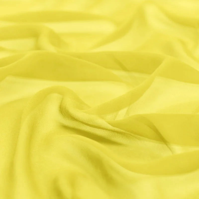 100% Silk Natural Pure Mulberry 8mm 45"( 114cm ) Soft Bright Yellow GGT Sexy Lady Summer Elegant Women Silk Georgette DIY Fabric